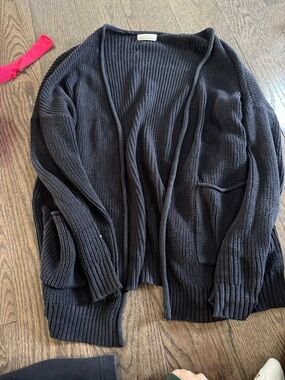 Classic Black Open-Front Women's Cardigan Sweater